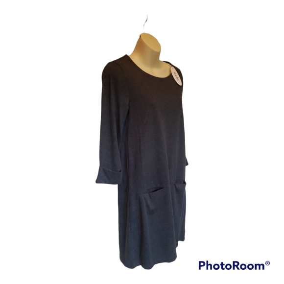 NWT dress size medium charcoal gray 3/4 length sleeves with front pockets - Picture 4 of 5